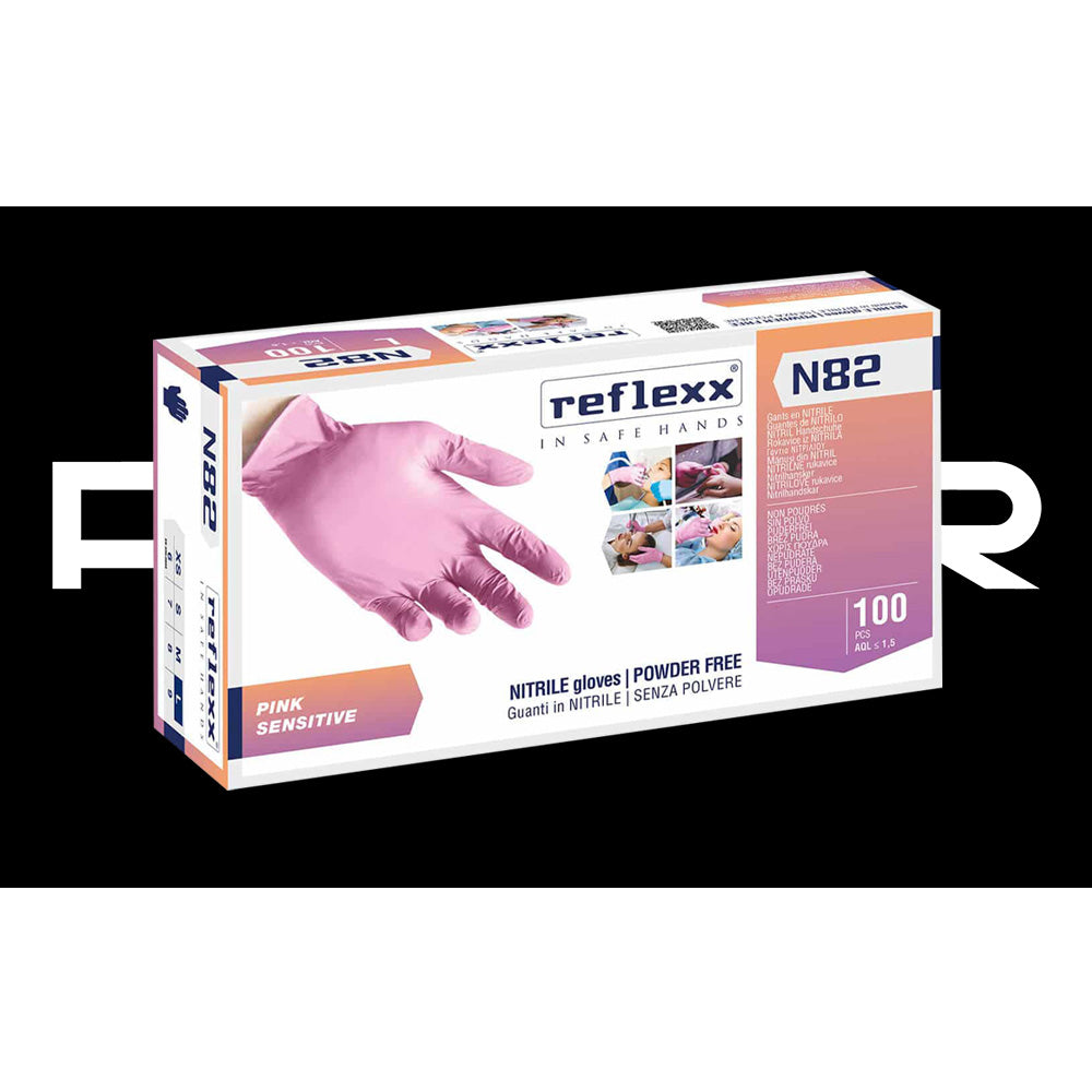 Guanti in Nitrile Rosa senza polvere Reflexx n82 3.2gr - 100pcs