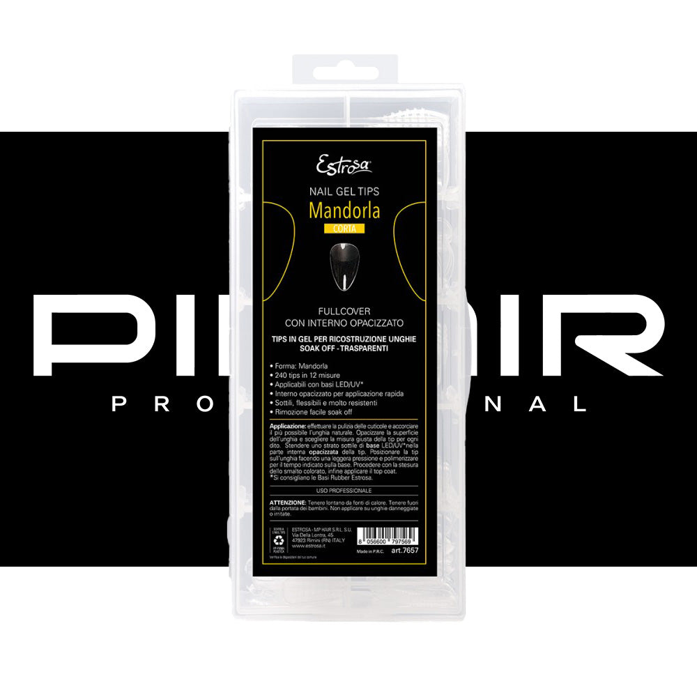 Nail Gel Tips Estrosa 12 Misure 240pz - Mandorla Corta 7657