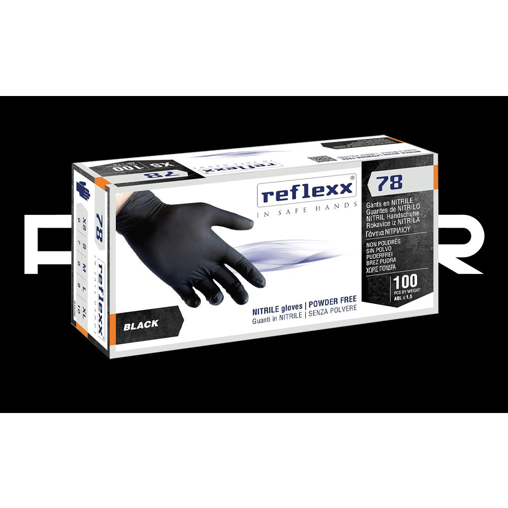 Guanti in Nitrile Neri senza polvere Reflexx N78 - 100pcs