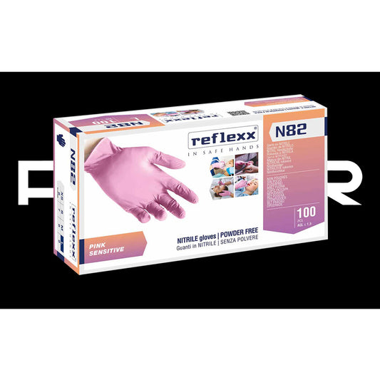 Guanti in Nitrile Rosa senza polvere Reflexx n82 3.2gr - 100pcs